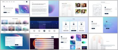 Web sitesi tasarımı, en az sunumları, renkli soyut degrade bulanıklaştırma ve geometrik arka planlar ile portföy için vektör şablonları. UI, Ux, GUI. Tasarım, başlık, gösterge tablosu ve diğer biçimleri.