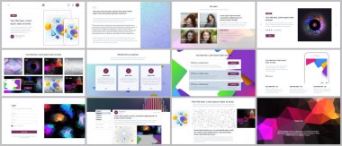 Vektör şablonları Web sitesi tasarımı, en az sunumları, canlı geometrik arka planlar ile portföy için basit şekiller hippi tarzı yaptı. UI, Ux, GUI. Tasarım üstbilgileri, özellikleri sayfasında, blog vb.