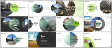 En az sunumlar tasarım, Portföy vektör şablonları daire öğeleri üzerinde beyaz arka plan ile. Sunuyu slayt, el ilanı broşür, broşür kapak, rapor, pazarlama için çok amaçlı şablon.