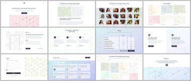 Web sitesi tasarımı, en az sunumları, portföy için vektör şablonları. UI, Ux, GUI. Bağlantı çizgileri ile çizgi sanat deseni. Soyut geometrik grafik arka plan. Teknoloji, dijital ağ kavramı.