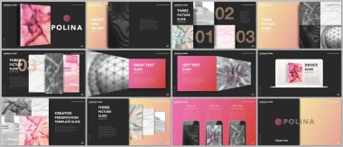 En az sunumlar tasarım, Portföy vektör şablonları öğeleri üzerinde siyah arka plan ile. Kapak çok amaçlı şablonu için sunuyu slayt, el ilanı broşür, broşür, rapor, pazarlama, reklam.