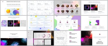 En az sunusu, Portföy şablonlar canlı geometrik arka planlar ile basit şekiller hippi tarzı yaptı. Broşür kapak vektör tasarımı. El ilanı, broşür, broşür, sunu slaytlarını rapor