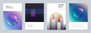 Renkli soyut degrade bulanıklaştırma ve geometrik arka planlar ile en az broşür şablonları. El ilanı, broşür, broşür, rapor, tanıtım, reklam için şablonlar.