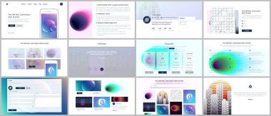 Web sitesi tasarımı, en az sunumları, renkli soyut degrade bulanıklaştırma ve geometrik arka planlar ile portföy için vektör şablonları. UI, Ux, GUI. Tasarım, başlık, gösterge tablosu ve diğer biçimleri.