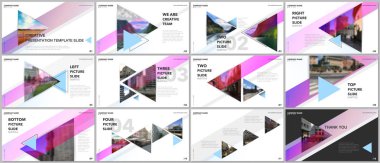 En az sunumlar tasarım, Portföy vektör şablonları üçgenler ve üçgen elemanları. Sunuyu slayt, el ilanı broşür, broşür kapak, rapor, reklam için çok amaçlı şablon.