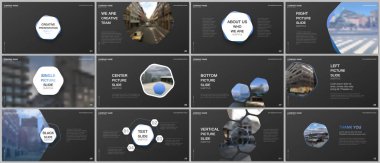 En az sunumlar tasarım, Portföy vektör şablonları altıgenler ve altıgen elemanları. Sunuyu slayt, el ilanı broşür, broşür kapak, rapor, reklam için çok amaçlı şablon.