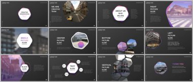 En az sunumlar tasarım, Portföy vektör şablonları altıgenler ve altıgen elemanları. Sunuyu slayt, el ilanı broşür, broşür kapak, rapor, reklam için çok amaçlı şablon.