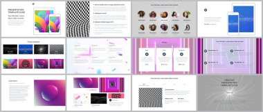 En az sunumlar, Portföy şablonlar ile canlı renkli gradyan arka planlar soyut. Broşür kapak vektör tasarımı. El ilanı, broşür, broşür, rapor, reklam sunma kaymak.