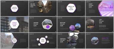 En az sunumlar tasarım, Portföy vektör şablonları altıgenler ve altıgen elemanları. Sunuyu slayt, el ilanı broşür, broşür kapak, rapor, reklam için çok amaçlı şablon.