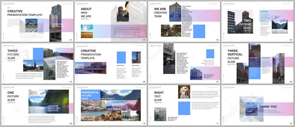 Minimal presentations design, portfolio vector templates with colorful gradient design geometric trending elements. Multipurpose template for presentation slide, flyer leaflet, brochure cover, report.