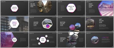 En az sunumlar tasarım, Portföy vektör şablonları altıgenler ve altıgen elemanları. Sunuyu slayt, el ilanı broşür, broşür kapak, rapor, reklam için çok amaçlı şablon.