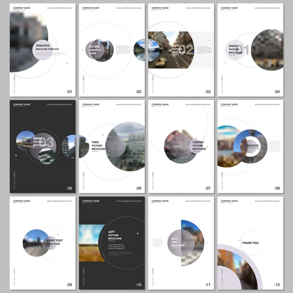 Мінімальні шаблони брошур з елементами кола на білому тлі. Шаблони для флаєрів, листівок, брошур, звітів, презентацій, реклами . — стоковий вектор