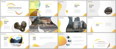 Minimal sunumlar tasarım, sıvı renkli trendy degradeler geometrik şekiller ile portföy vektör şablonları. Sunum slaytı, el ilanı broşürü, broşür kapağı, rapor için çok amaçlı şablon.