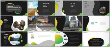 Minimal sunumlar tasarım, sıvı renkli trendy degradeler geometrik şekiller ile portföy vektör şablonları. Sunum slaytı, el ilanı broşürü, broşür kapağı, rapor için çok amaçlı şablon.