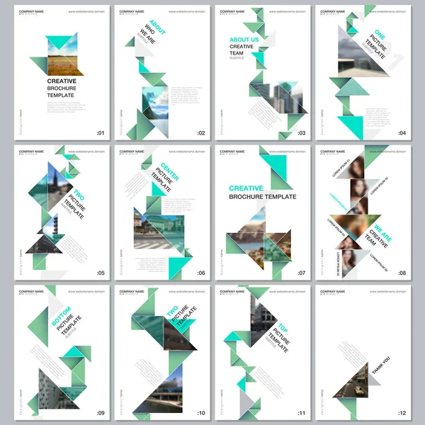 Kreatywne szablony broszur z kolorowym trójkątem origami elementy papieru na czarnym tle. Obejmuje szablony projektów ulotek, ulotek, broszur, raportów, prezentacji, reklam, czasopism. — Wektor stockowy