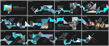 Minimal sunumlar tasarımı, renkli üçgen origami kağıt elemanları ile portföy vektör şablonları. Sunum slaytı için çok amaçlı şablon, afiş broşürü, broşür kapağı, rapor, pazarlama.