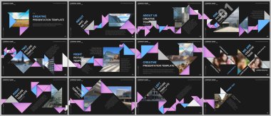 Minimal sunumlar tasarımı, renkli üçgen origami kağıt elemanları ile portföy vektör şablonları. Sunum slaytı için çok amaçlı şablon, afiş broşürü, broşür kapağı, rapor, pazarlama.