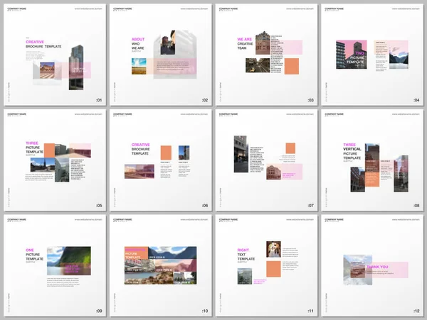 Минимальные шаблоны брошюр с прямоугольниками, прямоугольными фигурами. Обложки дизайн шаблонов для квадратных флаеров, листовки, брошюры, отчет, презентация, блог, реклама, журнал для блогов . — стоковый вектор