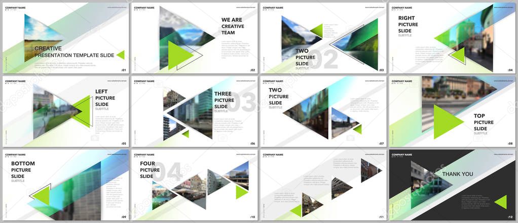 Minimal presentations design, portfolio vector templates with triangles and triangular elements. Multipurpose template for presentation slide, flyer leaflet, brochure cover, report, advertising.