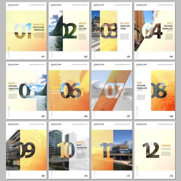 Creative brochure templates with numbers. Easy to edit and customize. Covers design templates for flyer, leaflet, brochure, report, presentation, advertising, magazine.