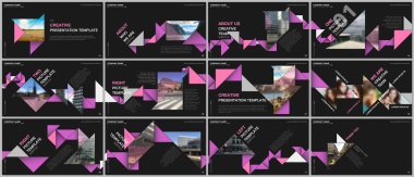 Minimal sunumlar tasarımı, renkli üçgen origami kağıt elemanları ile portföy vektör şablonları. Sunum slaytı için çok amaçlı şablon, afiş broşürü, broşür kapağı, rapor, pazarlama.