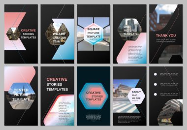 Yaratıcı sosyal ağlar tasarımı, dikey afiş ya da altıgen tasarım arka planı olan uçan şablonlar, altıgen tarzı şablonlar. Broşür, broşür, broşür ve sunum için kapak tasarımı şablonları.