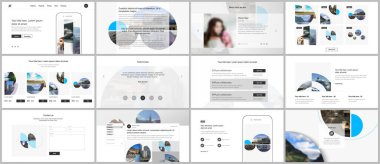 Sunum tasarım vektör şablonları, sunum slaytı için çok amaçlı şablon, broşür kapağı tasarımı ve soyut daire pankartları. Sosyal medya web pankartı. Sosyal ağ fotoğraf çerçevesi.