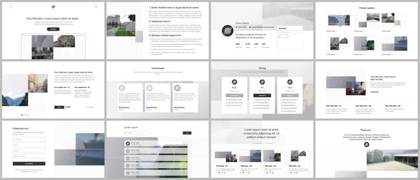 Paket redigerbara affärsmallar för digital app, webbprodukter. Vektormallar för webbdesign, presentationer, portfölj, presentationsbilder, flygblad, broschyr, årsredovisning. — Stock vektor