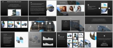 Sunum tasarım vektör şablonları, sunum slaytı için çok amaçlı şablon, broşür kapağı tasarımı ve soyut daire pankartları. Sosyal medya web pankartı. Sosyal ağ fotoğraf çerçevesi.