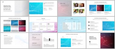 Web sitesi tasarımı, sunumlar, portföy için vektör şablonları. Sunum slaytları, broşürler, broşürler, raporlar için şablonlar. Noktaları ve çizgileri birleştiren çokgen bilim arkaplanı.