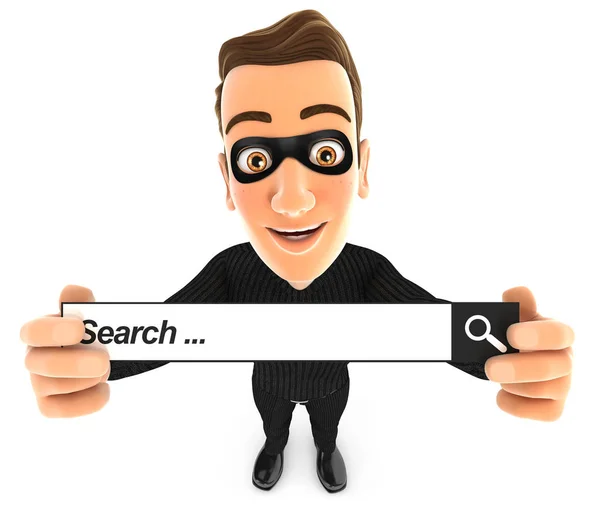 Thief Holding Search Bar Illustration Isolated White Background — Stock Photo, Image