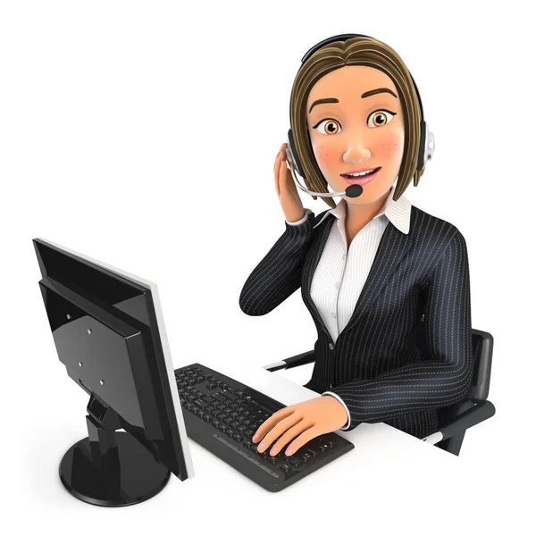 3d business donna call center — Foto Stock