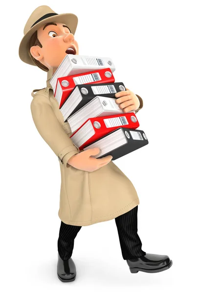 3d detective overworked — Stock Photo, Image