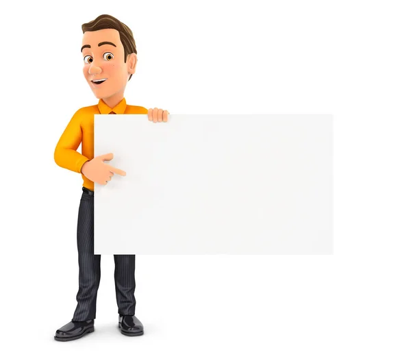 3d man wijst leeg bord — Stockfoto