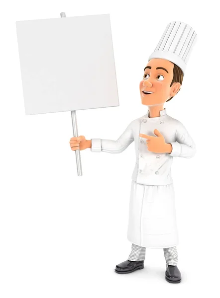 Chef Kok Met Blanco Bord Illustratie Met Geïsoleerde Witte Achtergrond — Stockfoto