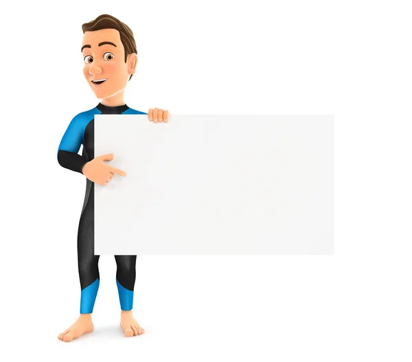 Surfer Zeigt Leeres Brett Illustration Mit Isoliertem Weißem Hintergrund — Stockfoto