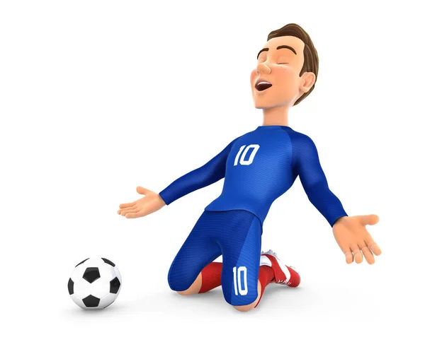 Jugador Fútbol Con Celebración Del Objetivo Jersey Azul Ilustración Con — Foto de Stock