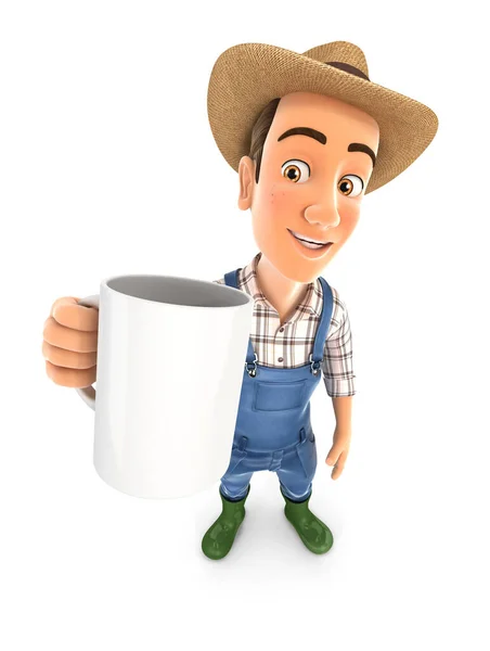 Agricultor Pie Con Taza Ilustración Con Fondo Blanco Aislado —  Fotos de Stock