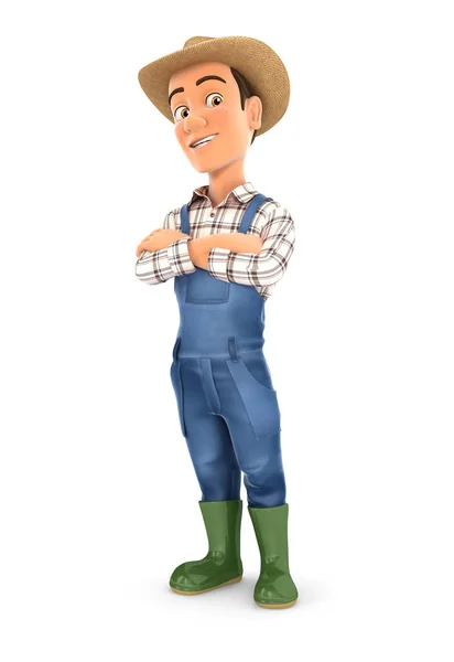 Farmer Standing Arms Crossed Illustration Isolated White Background — Stock Photo, Image