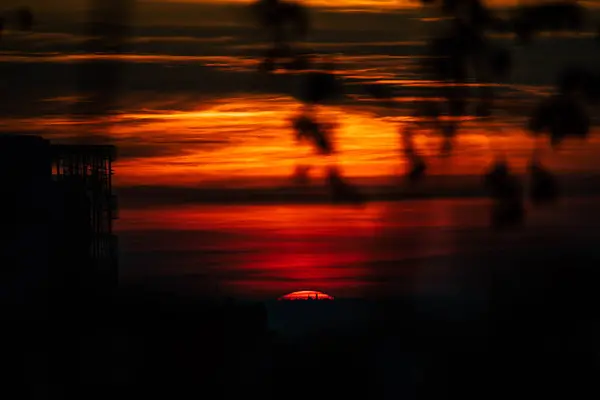 Sonnenuntergang Mit Blick Auf Die Skyline — Stockfoto