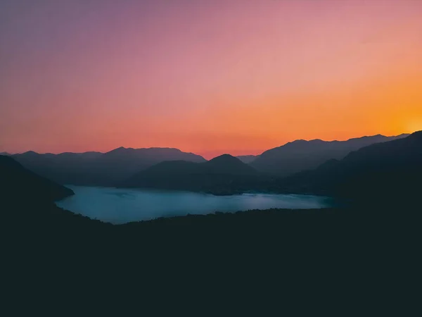 Incrível Pôr Sol Lago Iseo — Fotografia de Stock
