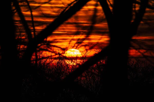Pohled Západ Slunce Obzoru — Stock fotografie