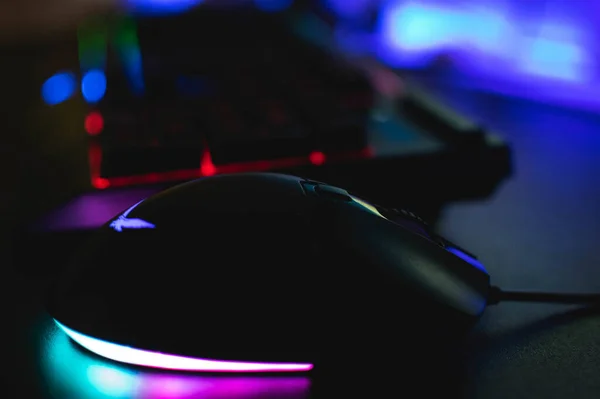 Teclado Mecânico Com Leds Mouse — Fotografia de Stock