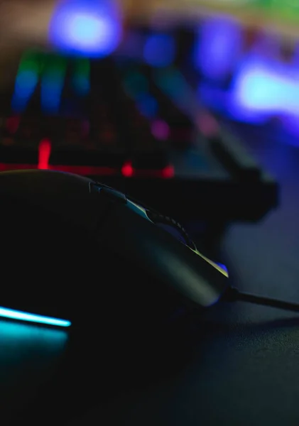 Teclado Mecânico Com Leds Mouse — Fotografia de Stock