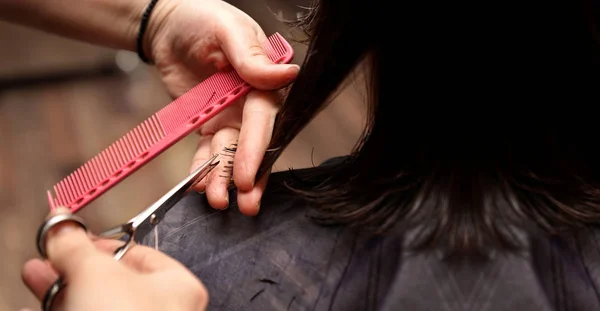 Hairdresser Cuts Hair Barbershop — Stock Photo, Image