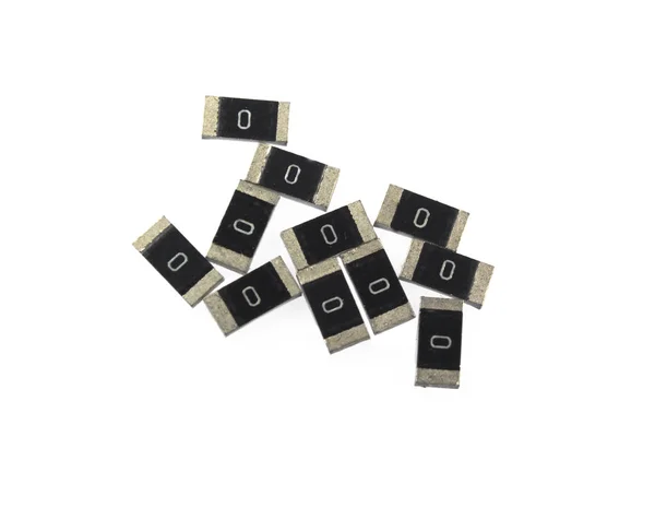 Resistências Smd Isoladas Fundo Branco Valor Inscrição Corpo Ohm — Fotografia de Stock