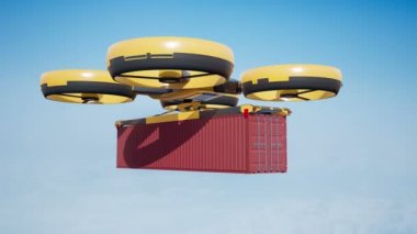 Büyük Decumanus dron 40-ayak konteyner taşır. Alfa mat ile 4 k 60 fps animasyon.