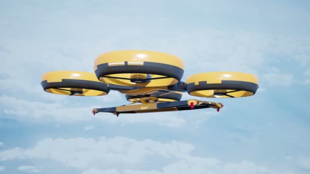 Grande Drone Cargo Con Spandicontainer Container Durante Volo Animazione Loop — Video Stock