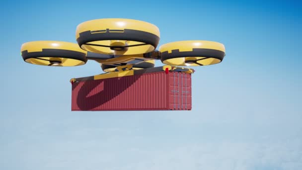 Stor Last Drone Flyttar Fots Container Loopable 60Fps Animation Med — Stockvideo