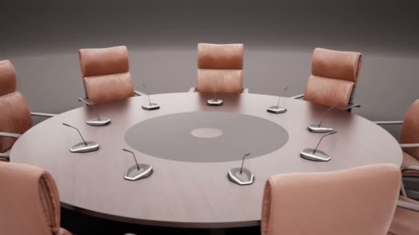 Conference Table Dark Background Rotates 360 Degrees Closeup Loopable Fps — Stock Video